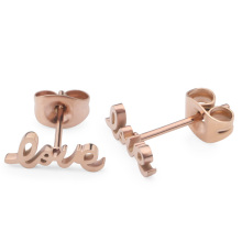 Simple Stainless Steel Rose Gold Custom Letter Fashion Earrings Studs